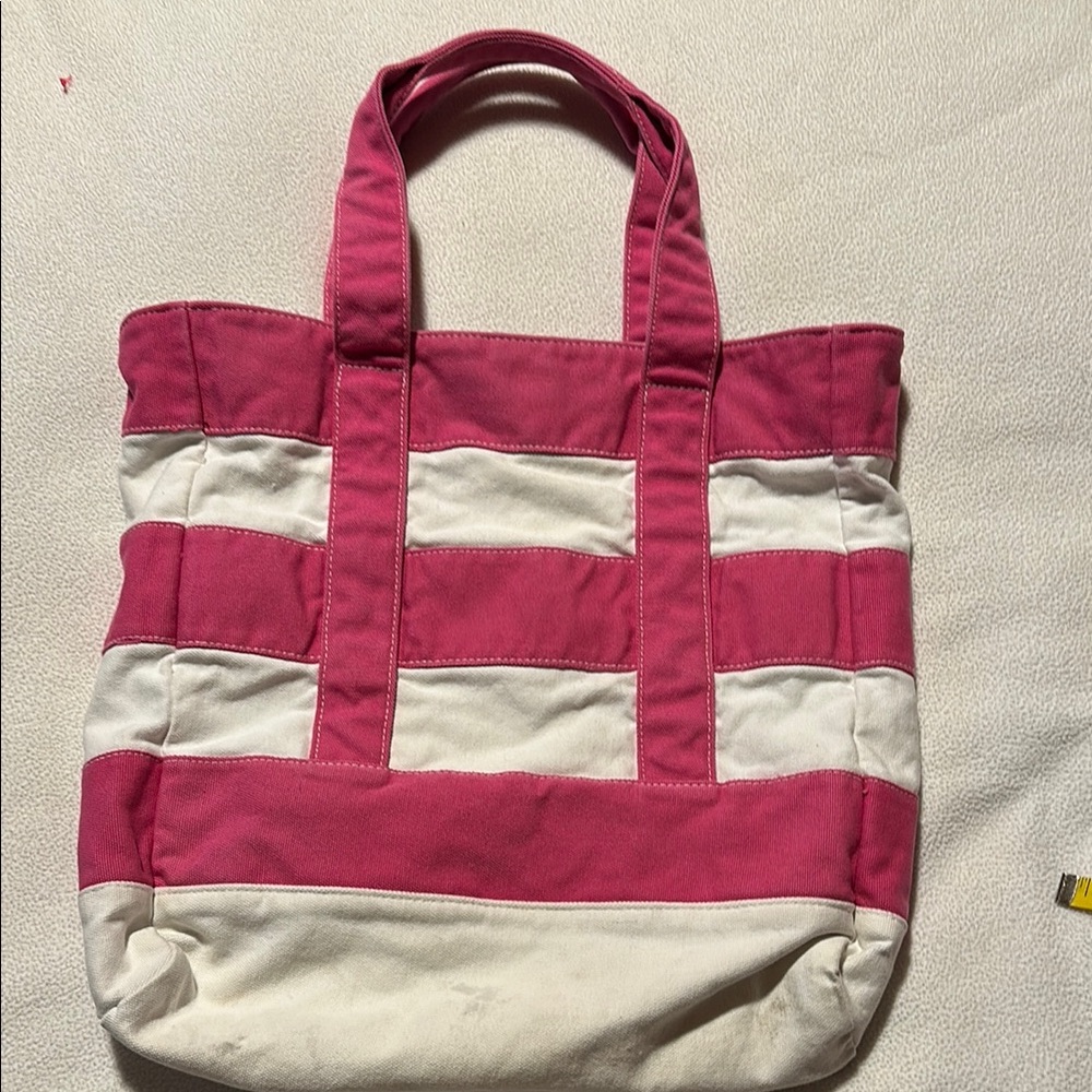 Pink and White Striped Tote Bag - Picture 2 of 6